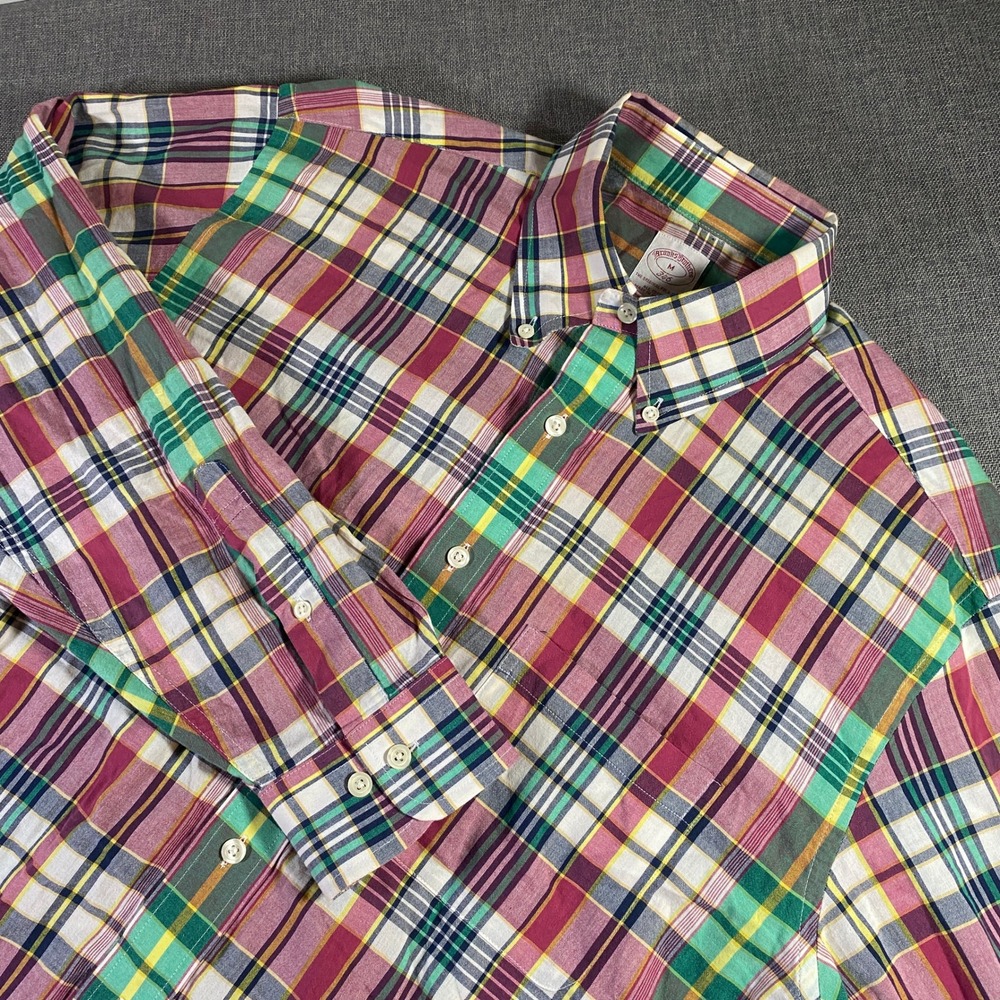 Brooks Brothers Mens Plaid‎ Button Down Long Sleeve Shirt Medium Cotton